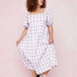Nasty Gal Check Smock Midi Dress size 16